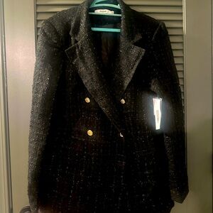 Black tweed double breasted jacket